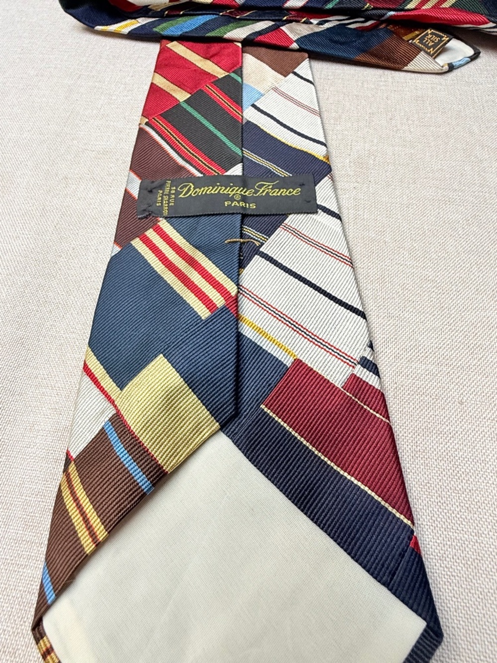 Vintage Dominique France 58 Rue Pierre Sharron Paris Silk Patchwork Tie